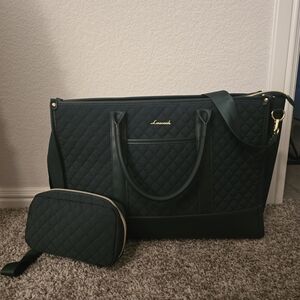 Luxur Quilted Dark Green Tote Bag Set